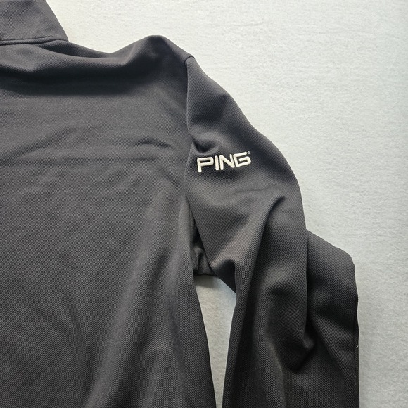 PING Jacket Mens Large Black Quarter Zip Collection Pullover Golf Fleece Pocket - Picture 6 of 9